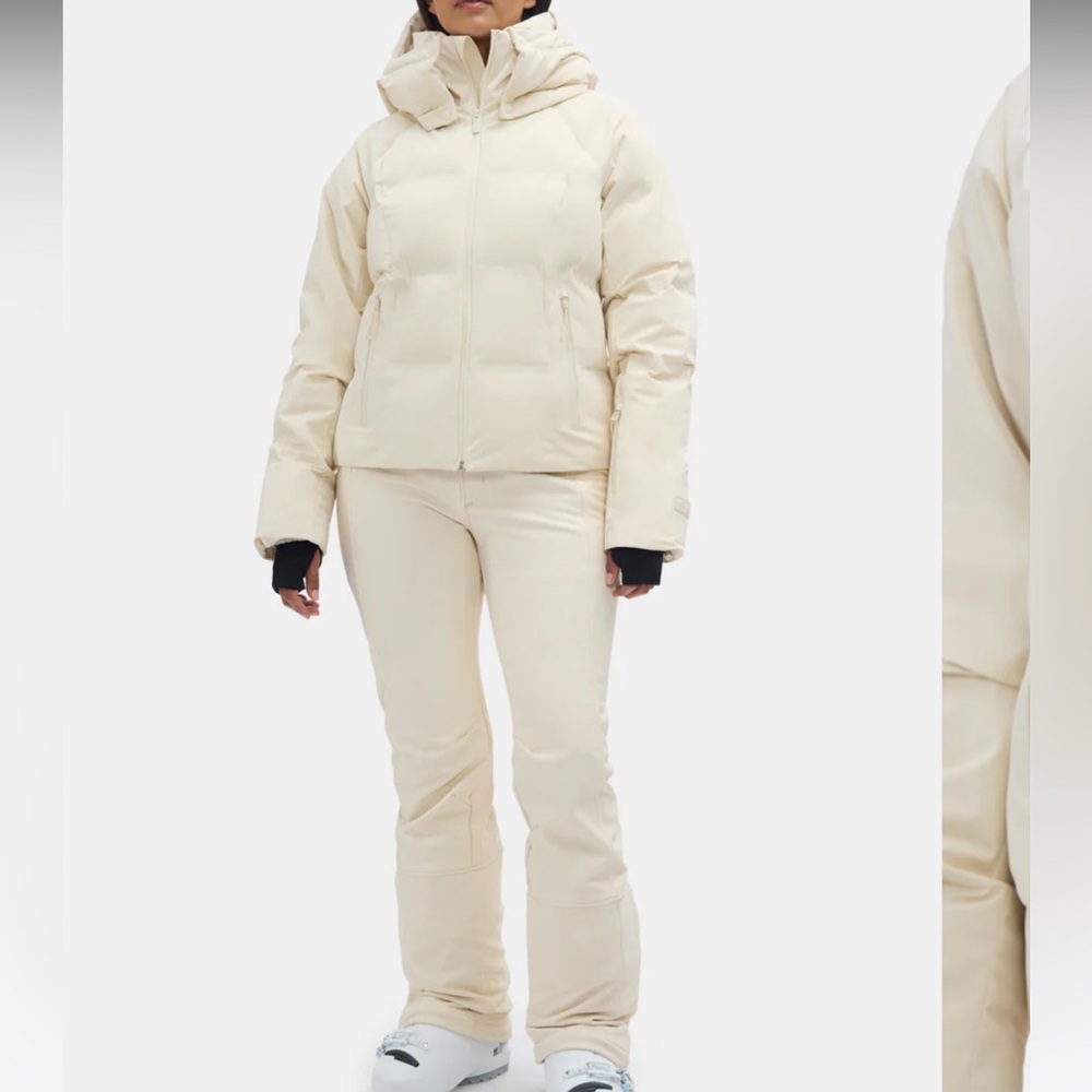 Half days NWT size L, fits a 12-14 Georgie Puffer Oat Milk Color